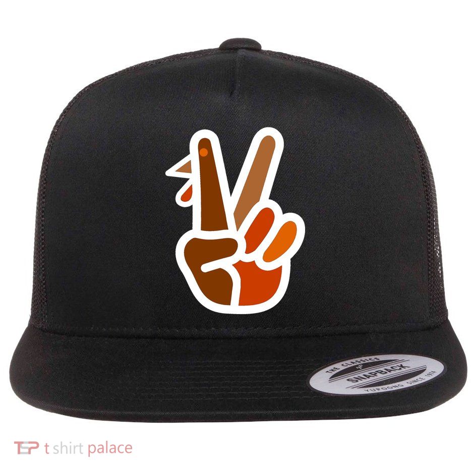 Turkey Peace Sign Hand Flatbill Hat