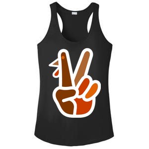 Turkey Peace Sign Hand Ladies PosiCharge Competitor Racerback Tank