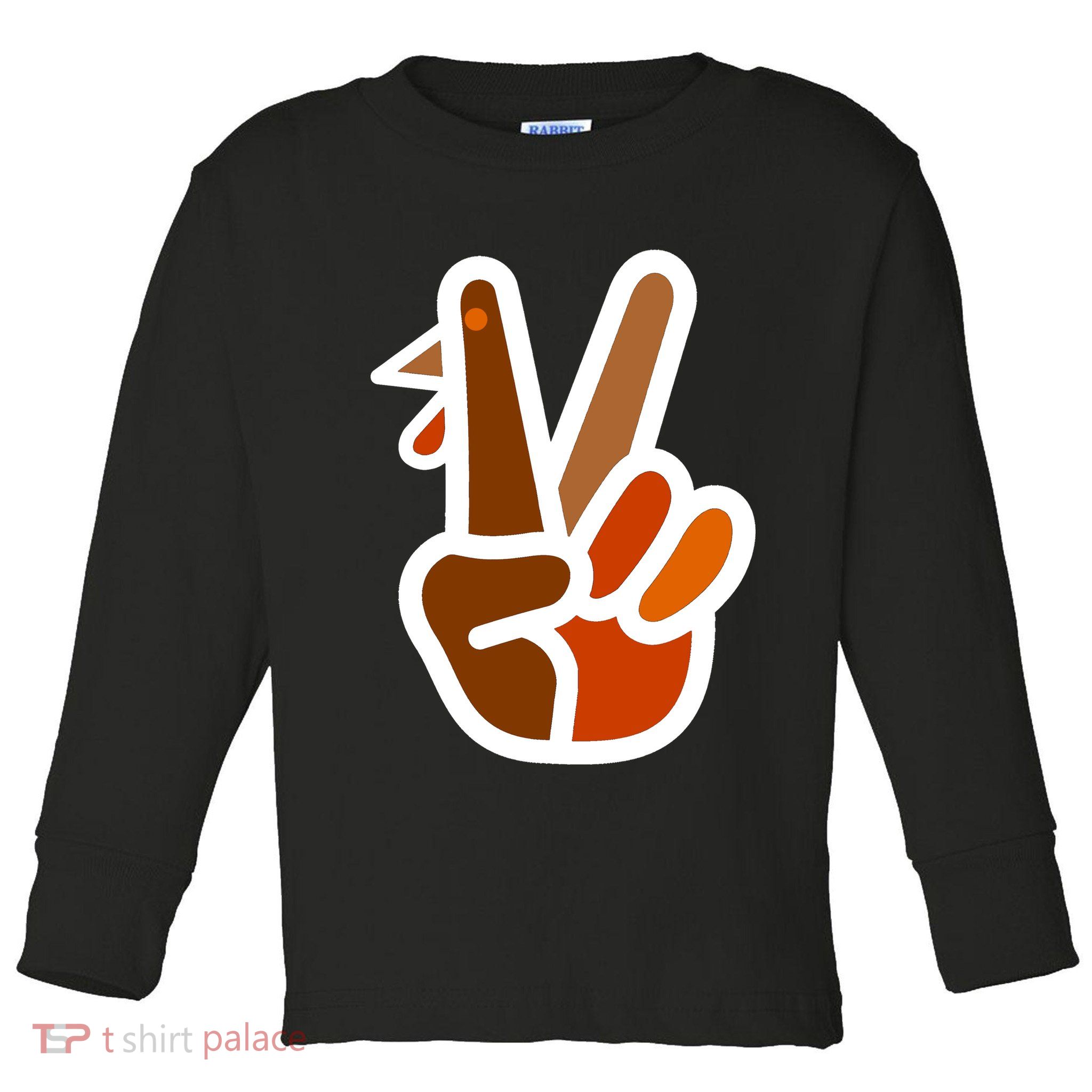 Turkey Peace Sign Hand Toddler Long Sleeve Shirt