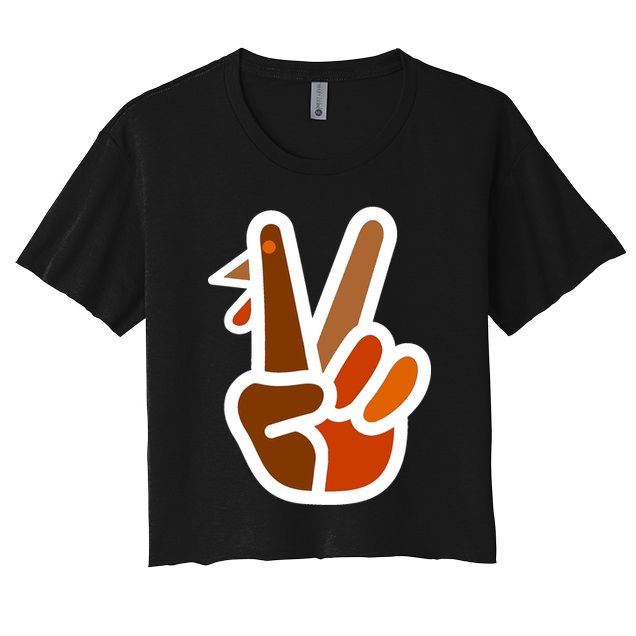 Turkey Peace Sign Hand Crop Top