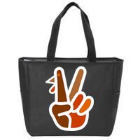 Turkey Peace Sign Hand Zip Tote Bag
