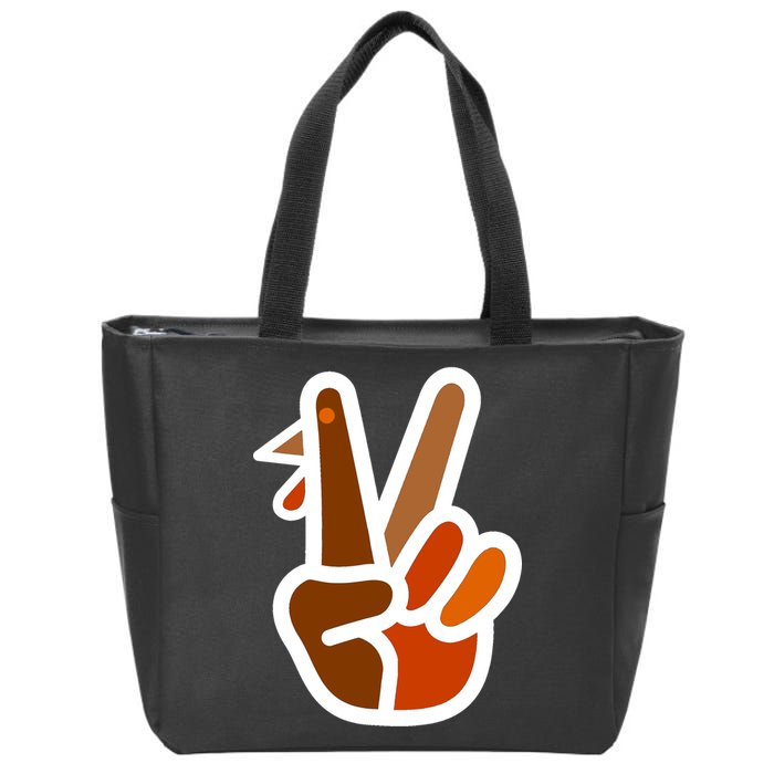 Turkey Peace Sign Hand Zip Tote Bag