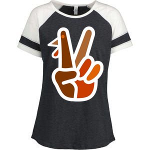 Turkey Peace Sign Hand Enza Ladies Jersey Colorblock Tee