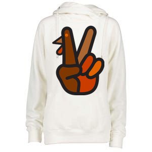 Turkey Peace Sign Hand Womens Funnel Neck Pullover Hood