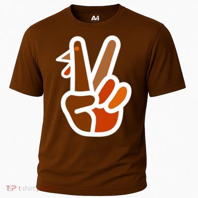 Turkey Peace Sign Hand Cooling Performance Crew T-Shirt