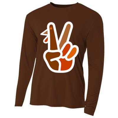 Turkey Peace Sign Hand Cooling Performance Long Sleeve Crew