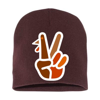 Turkey Peace Sign Hand Short Acrylic Beanie