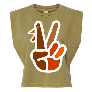 Turkey Peace Sign Hand Garment-Dyed Women's Muscle Tee