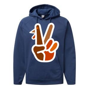 Turkey Peace Sign Hand Performance Fleece Hoodie