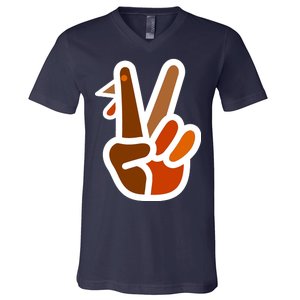 Turkey Peace Sign Hand V-Neck T-Shirt