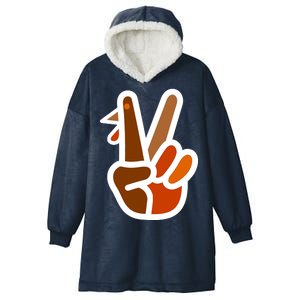 Turkey Peace Sign Hand Hooded Wearable Blanket