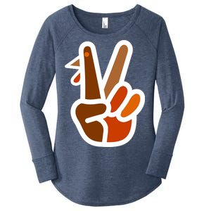 Turkey Peace Sign Hand Women's Perfect Tri Tunic Long Sleeve Shirt