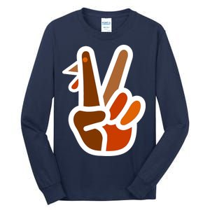 Turkey Peace Sign Hand Tall Long Sleeve T-Shirt