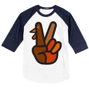 Turkey Peace Sign Hand Baseball Sleeve Shirt