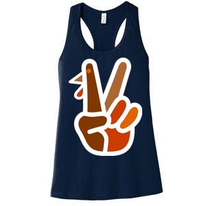 Turkey Peace Sign Hand Women's Racerback Tank