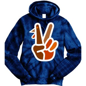 Turkey Peace Sign Hand Tie Dye Hoodie