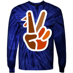 Turkey Peace Sign Hand Tie-Dye Long Sleeve Shirt