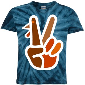 Turkey Peace Sign Hand Kids Tie-Dye T-Shirt