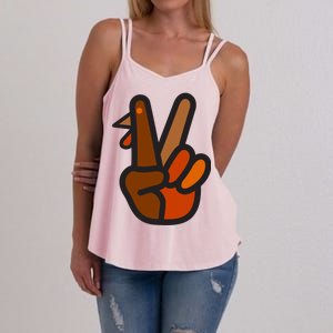 Turkey Peace Sign Hand Women's Strappy Tank