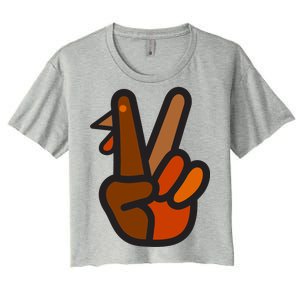 Turkey Peace Sign Hand Women's Crop Top Tee