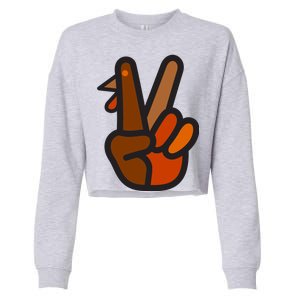 Turkey Peace Sign Hand Cropped Pullover Crew