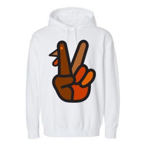 Turkey Peace Sign Hand Garment-Dyed Fleece Hoodie