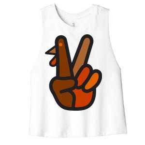 Turkey Peace Sign Hand Women's Racerback Cropped Tank