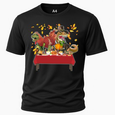 Turkey Pilgrim Dinosaurs T-Rex Funny Thanksgiving Performance Shirt