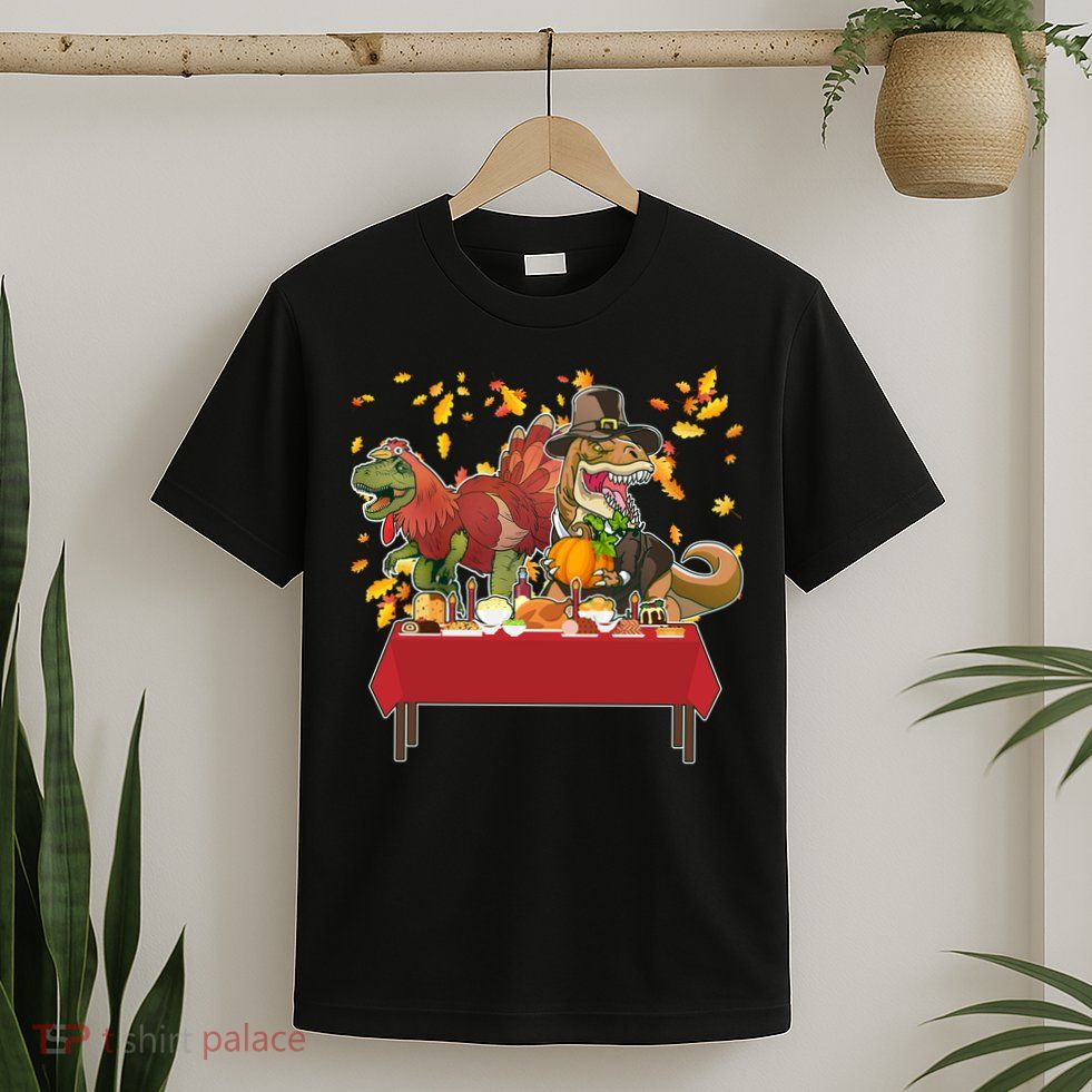 Turkey Pilgrim Dinosaurs T-Rex Funny Thanksgiving T-Shirt