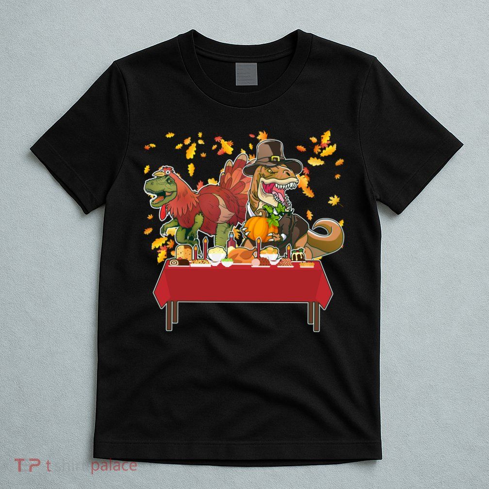 Turkey Pilgrim Dinosaurs T-Rex Funny Thanksgiving T-Shirt