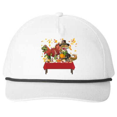 Turkey Pilgrim Dinosaurs T-Rex Funny Thanksgiving Snapback Five-Panel Rope Hat