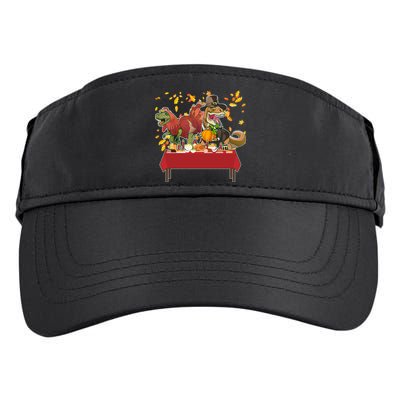 Turkey Pilgrim Dinosaurs T-Rex Funny Thanksgiving Adult Drive Performance Visor