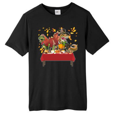 Turkey Pilgrim Dinosaurs T-Rex Funny Thanksgiving Tall Fusion ChromaSoft Performance T-Shirt