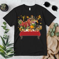 Turkey Pilgrim Dinosaurs T-Rex Funny Thanksgiving Premium T-Shirt