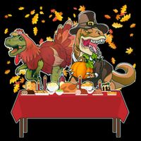 Turkey Pilgrim Dinosaurs T-Rex Funny Thanksgiving Premium T-Shirt