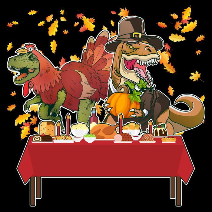 Turkey Pilgrim Dinosaurs T-Rex Funny Thanksgiving Premium T-Shirt