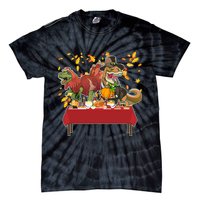 Turkey Pilgrim Dinosaurs T-Rex Funny Thanksgiving Tie-Dye T-Shirt