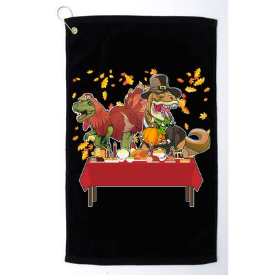 Turkey Pilgrim Dinosaurs T-Rex Funny Thanksgiving Golf Towel