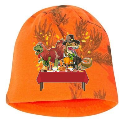 Turkey Pilgrim Dinosaurs T-Rex Funny Thanksgiving Kati - Camo Knit Beanie