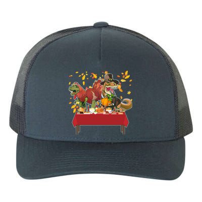 Turkey Pilgrim Dinosaurs T-Rex Funny Thanksgiving Yupoong Adult 5-Panel Trucker Hat