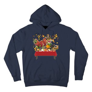 Turkey Pilgrim Dinosaurs T-Rex Funny Thanksgiving Hoodie