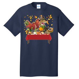 Turkey Pilgrim Dinosaurs T-Rex Funny Thanksgiving Tall T-Shirt