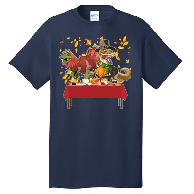 Turkey Pilgrim Dinosaurs T-Rex Funny Thanksgiving Tall T-Shirt