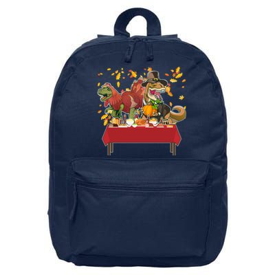 Turkey Pilgrim Dinosaurs T-Rex Funny Thanksgiving 16 in Basic Backpack