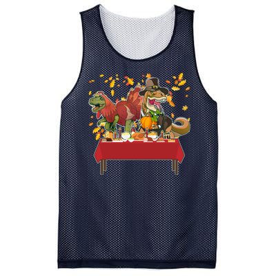 Turkey Pilgrim Dinosaurs T-Rex Funny Thanksgiving Mesh Reversible Basketball Jersey Tank