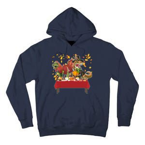 Turkey Pilgrim Dinosaurs T-Rex Funny Thanksgiving Tall Hoodie