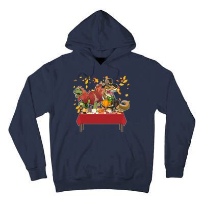 Turkey Pilgrim Dinosaurs T-Rex Funny Thanksgiving Tall Hoodie