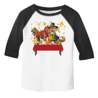 Turkey Pilgrim Dinosaurs T-Rex Funny Thanksgiving Toddler Fine Jersey T-Shirt