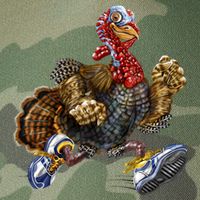 Turkey Running In Action Thanksgiving Legacy Tie Dye Trucker Hat