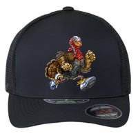 Turkey Running In Action Thanksgiving Flexfit Unipanel Trucker Cap